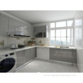 Color modular glossy lacquer fitted kitchen cabinet modern